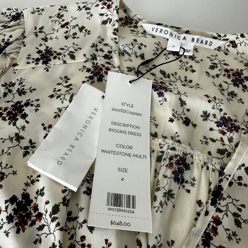 VERONICA BEARD Riggins Floral Dress In Whitestone Multi - Picture 7 of 8